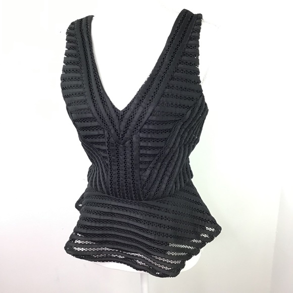 Guess Matilda Sleeveless Show Mesh Peplum Top - Picture 4 of 15